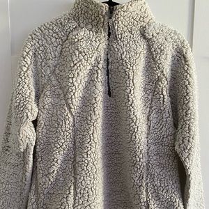 tan sherpa quarter zip pullover